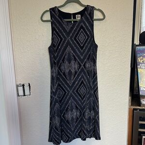 Anne Klein Black and Gray Patterned Midi sparkle Dress